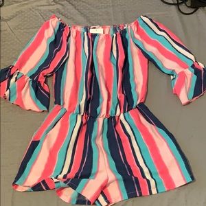 Pink Lilly Cabo Coastlines Striped Romper